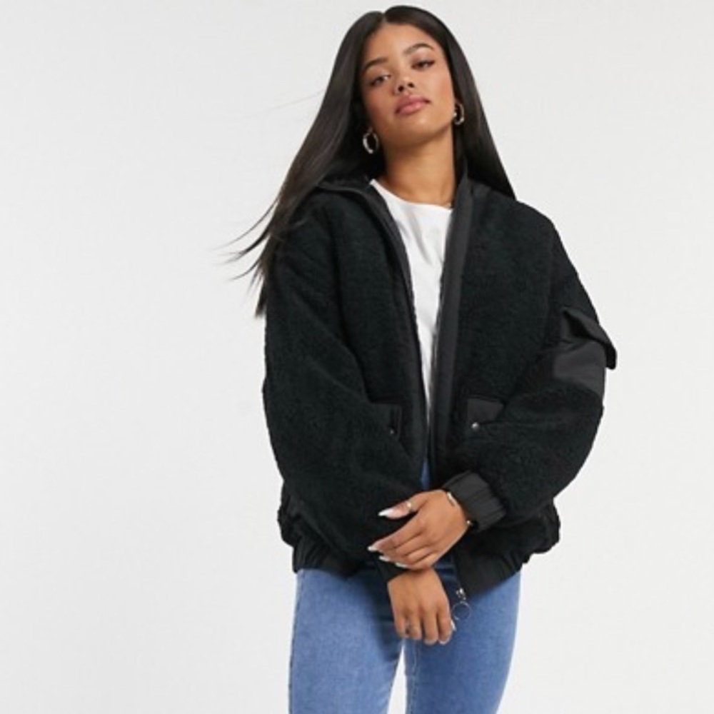 ASOS Fleece Bomber Jacket - Picture 2 of 7